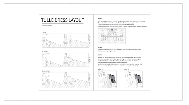 Tulle dress layout diagram and Instruction Booklet extract